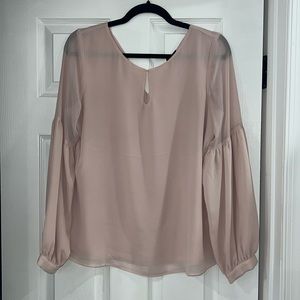Express keyhole balloon sleeve blouse